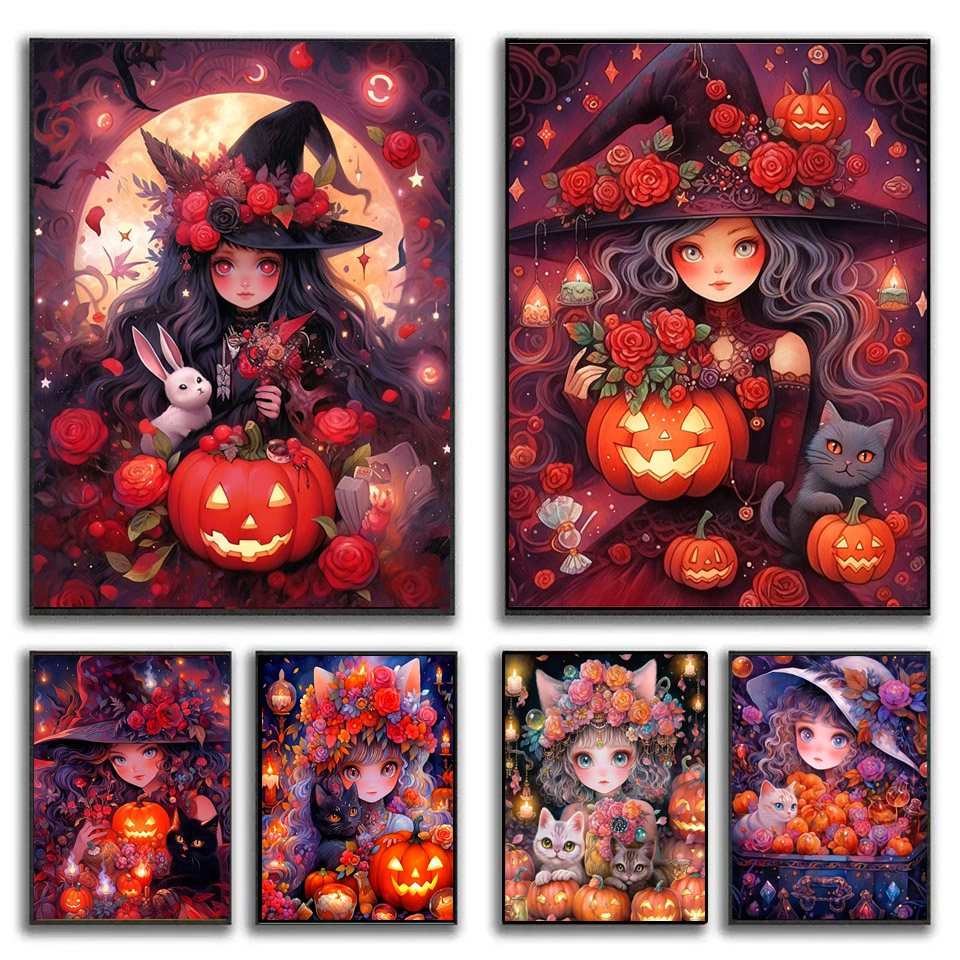 Circle Round Bag - Cartoon Witch and Black Cat 5D