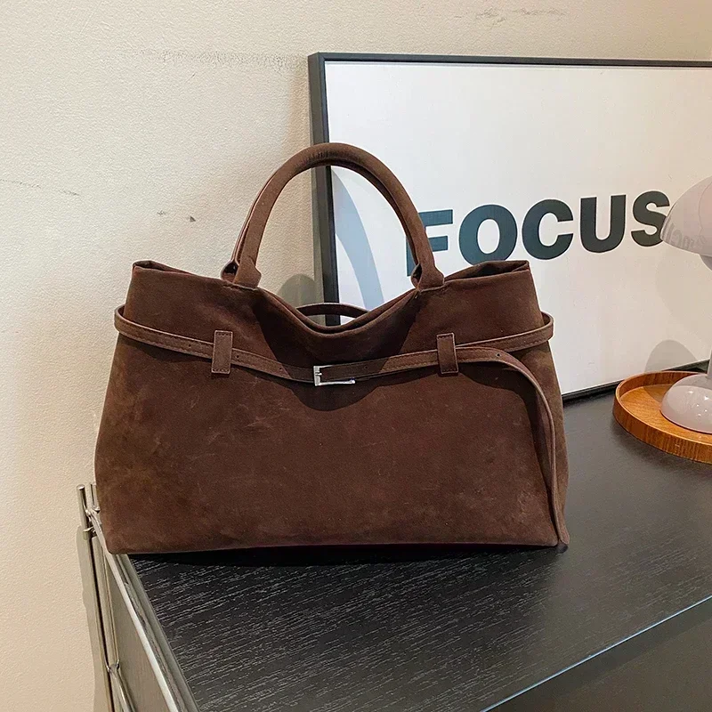 Women Bags Sale - Buckle Decorative Design Solid Faux Suede