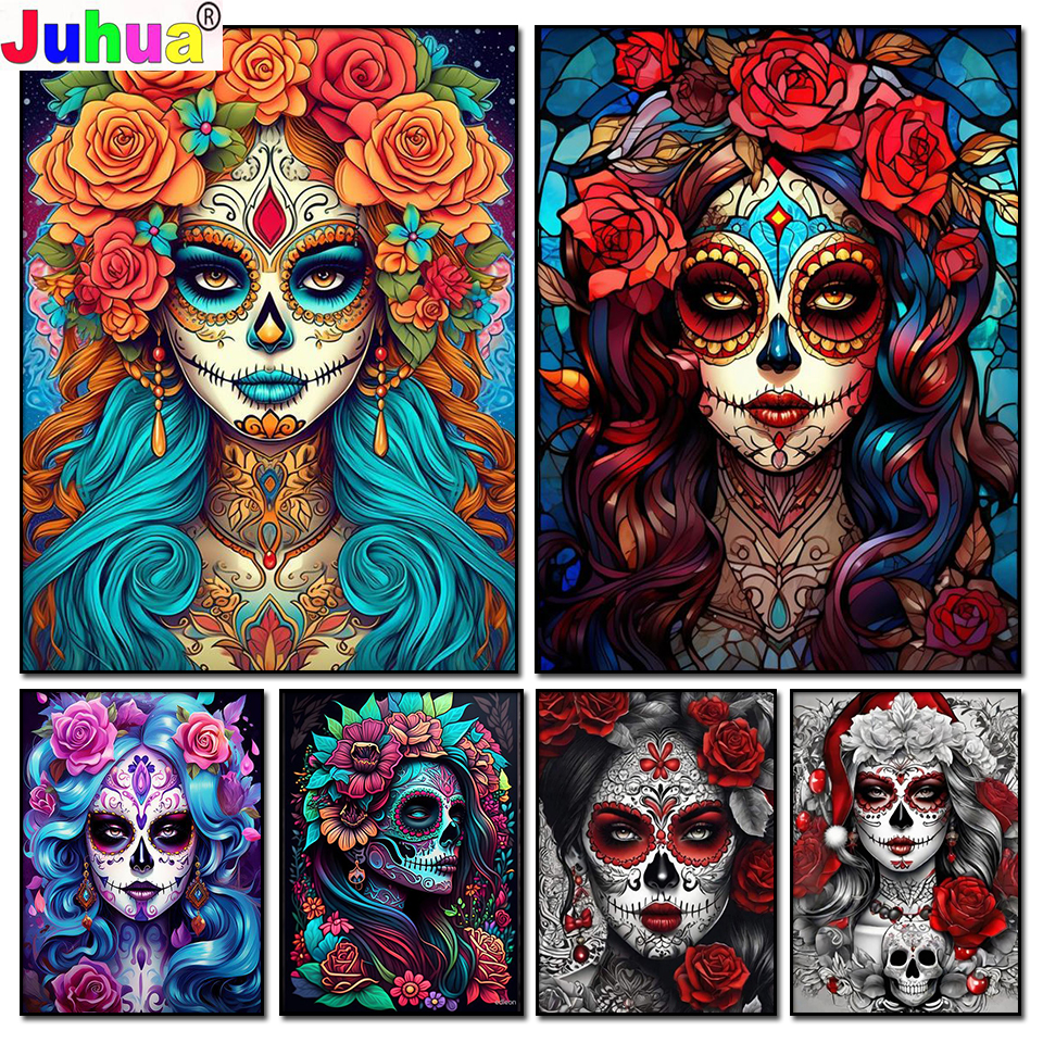 Women Bags Europe - Mexican Catrina Sugar Skull Girl Diamond