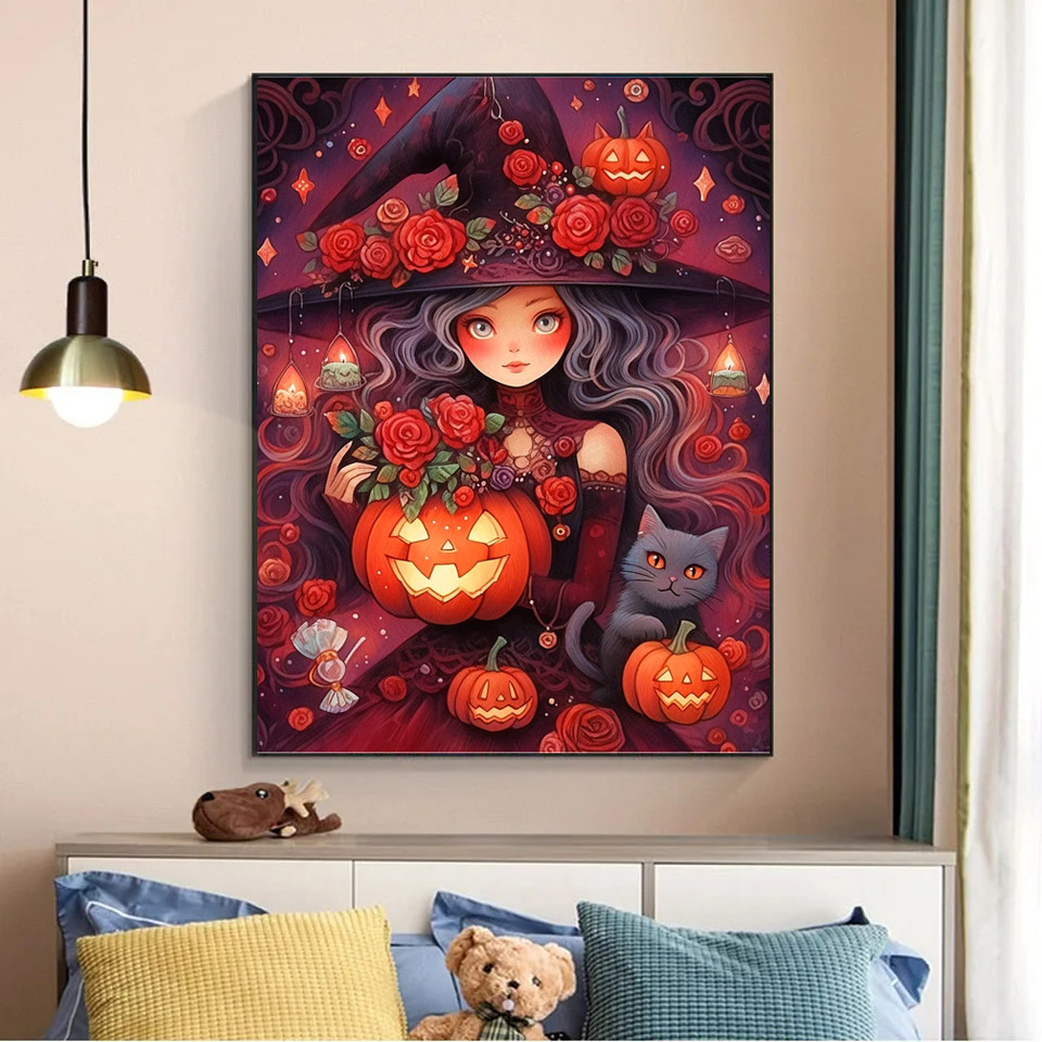Cartoon Witch and Black Cat 5D - Circle Round Bag ulasan dan harga