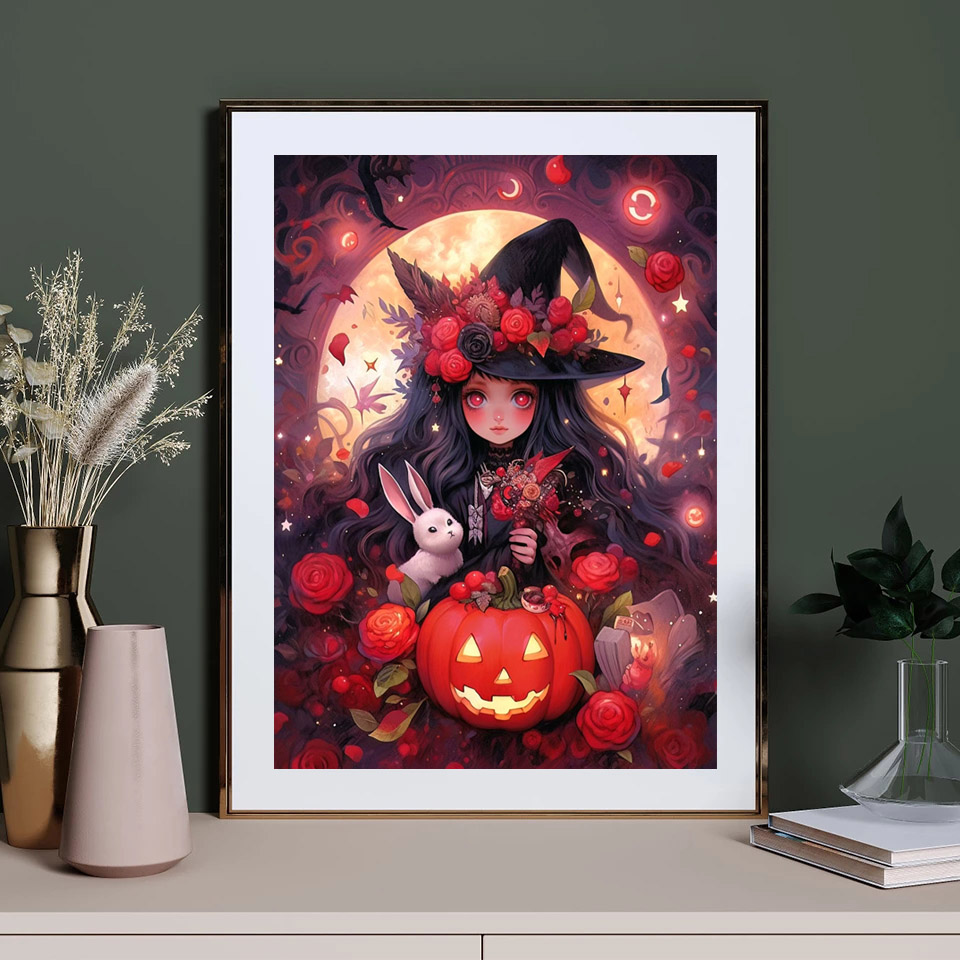 Cartoon Witch and Black Cat 5D - Circle Round Bag ulasan dan harga