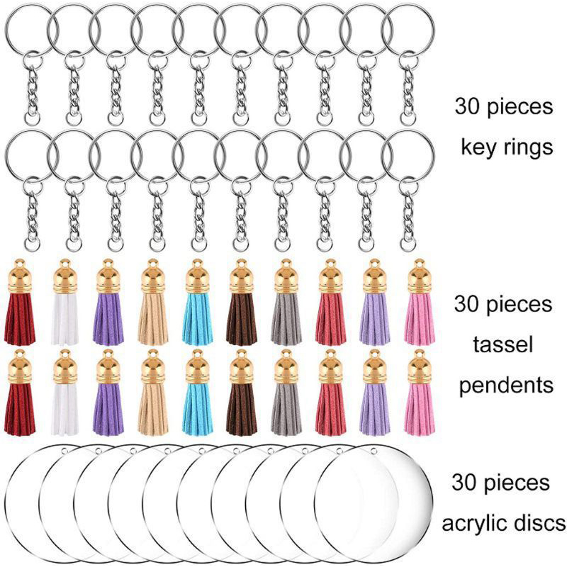 30Sets DIY Acrylic Clear Disc  - Circle Round Bag ulasan dan harga