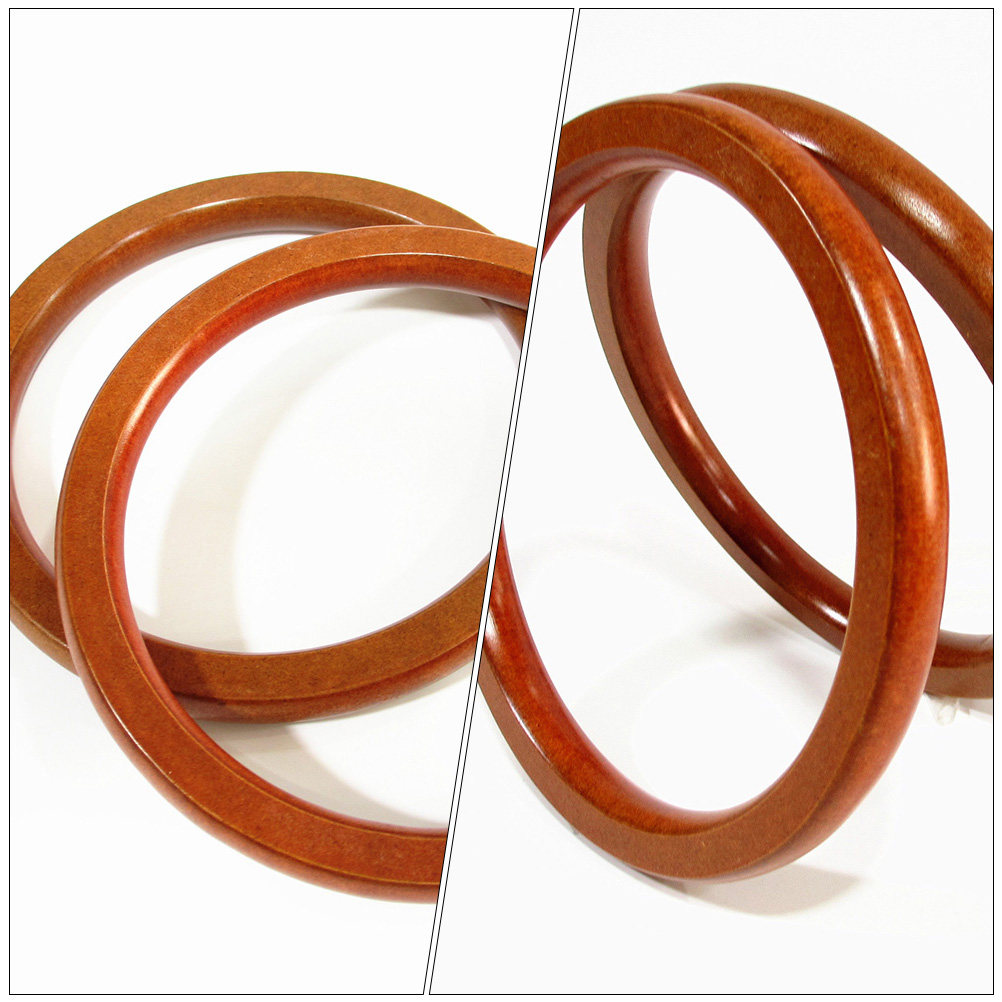 2Pcs Natural Wood Ring DIY Han - Circle Round Bag ulasan dan harga