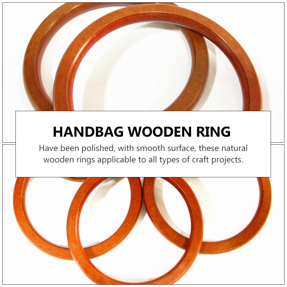 2Pcs Natural Wood Ring DIY Han - Circle Round Bag ulasan dan harga