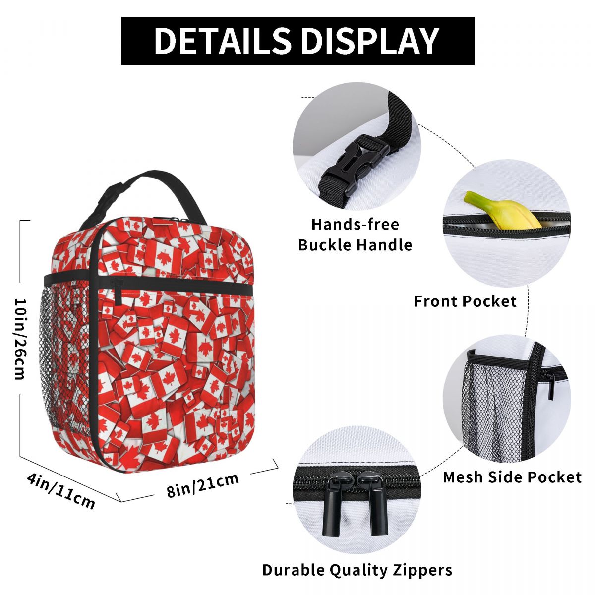 Canada Flag Pattern Insulated  - Women Bags In Canada ulasan dan harga