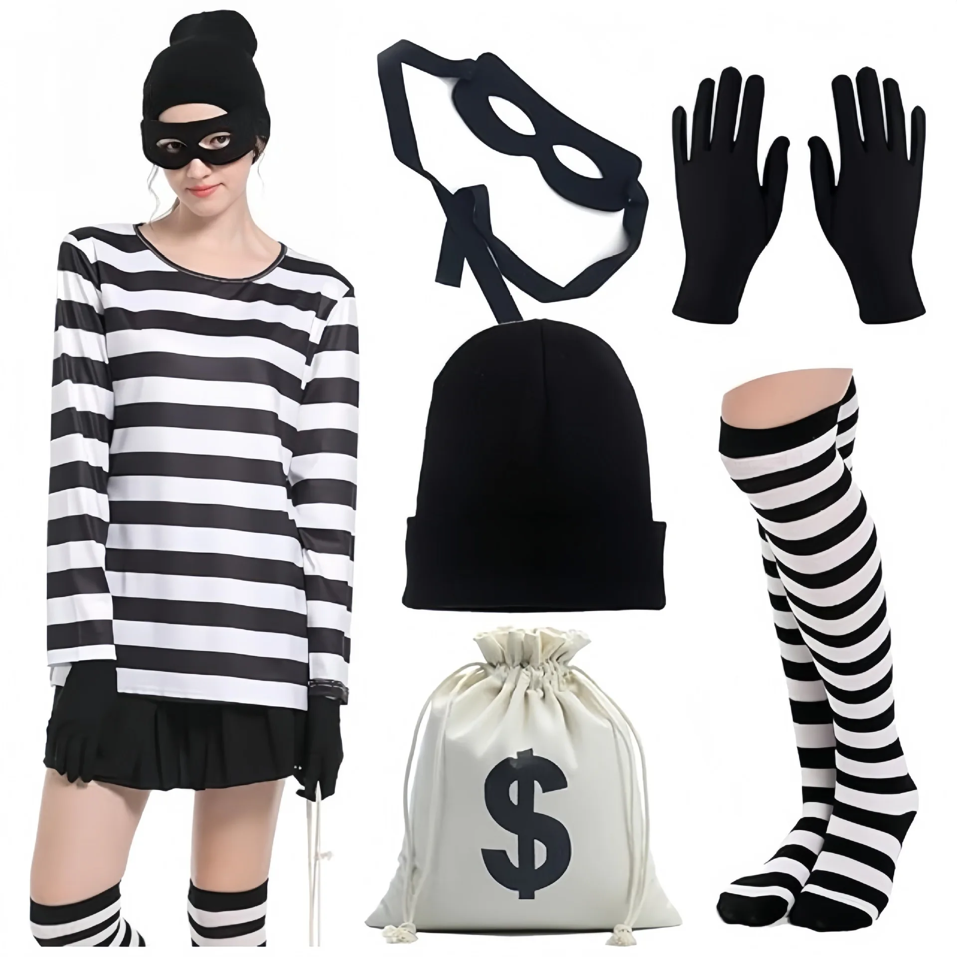 Convict Thief Cosplay Costume  - Women Bags Europe ulasan dan harga