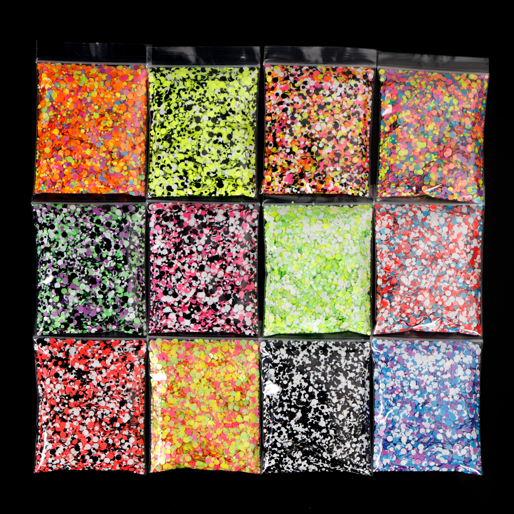 50g/bag Neon Mixed Size Circle - Circle Round Bag ulasan dan harga