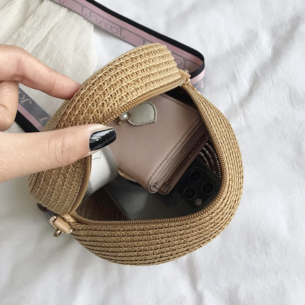 Girl Round Straw Beach Bag Vin - Circle Round Bag ulasan dan harga