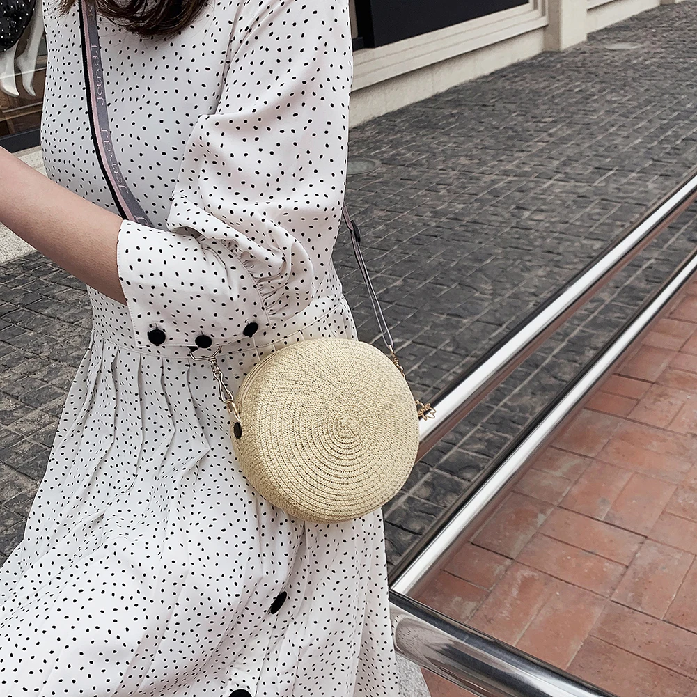 Girl Round Straw Beach Bag Vin - Circle Round Bag ulasan dan harga